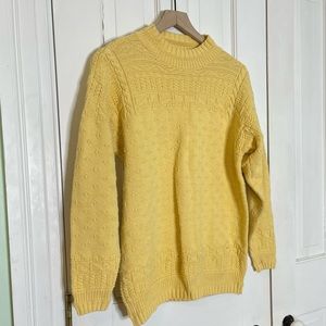 Lizwear Yellow Knit Pull Over Sweater High Neck/Mock Neck